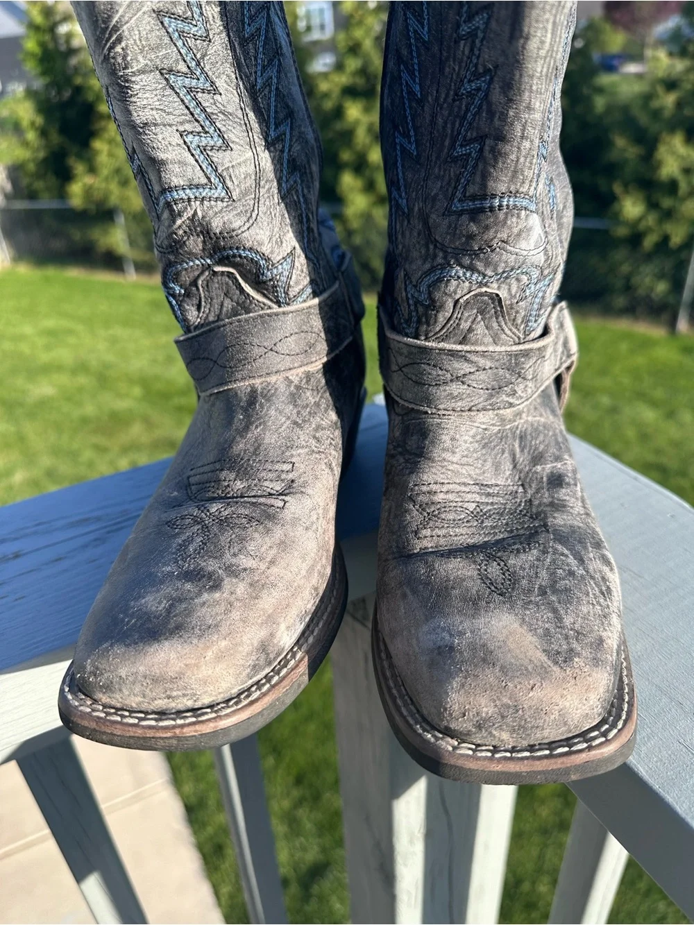 Smoky Mountain Boots | Gray and Blue Distressed leather Cowboy Boots | Size 5R